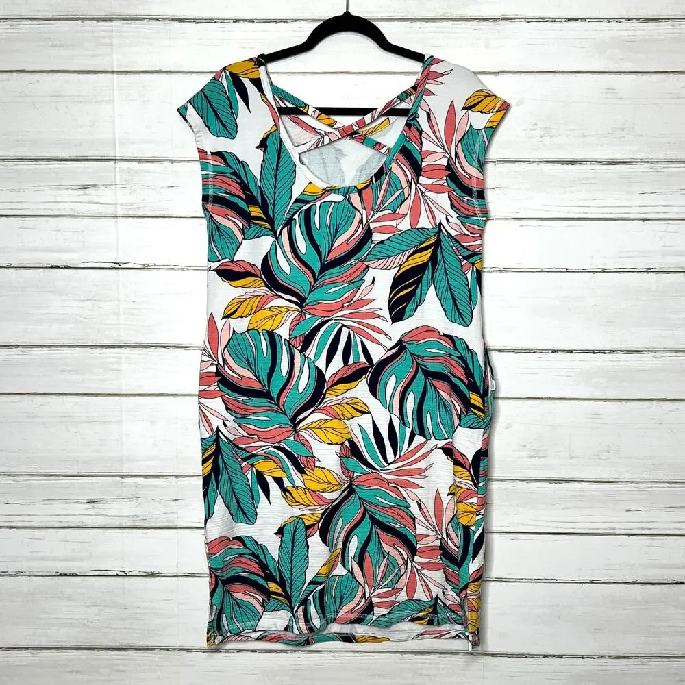 Talbots Cozy Crush Cross Back Dress Tropical Size Medium